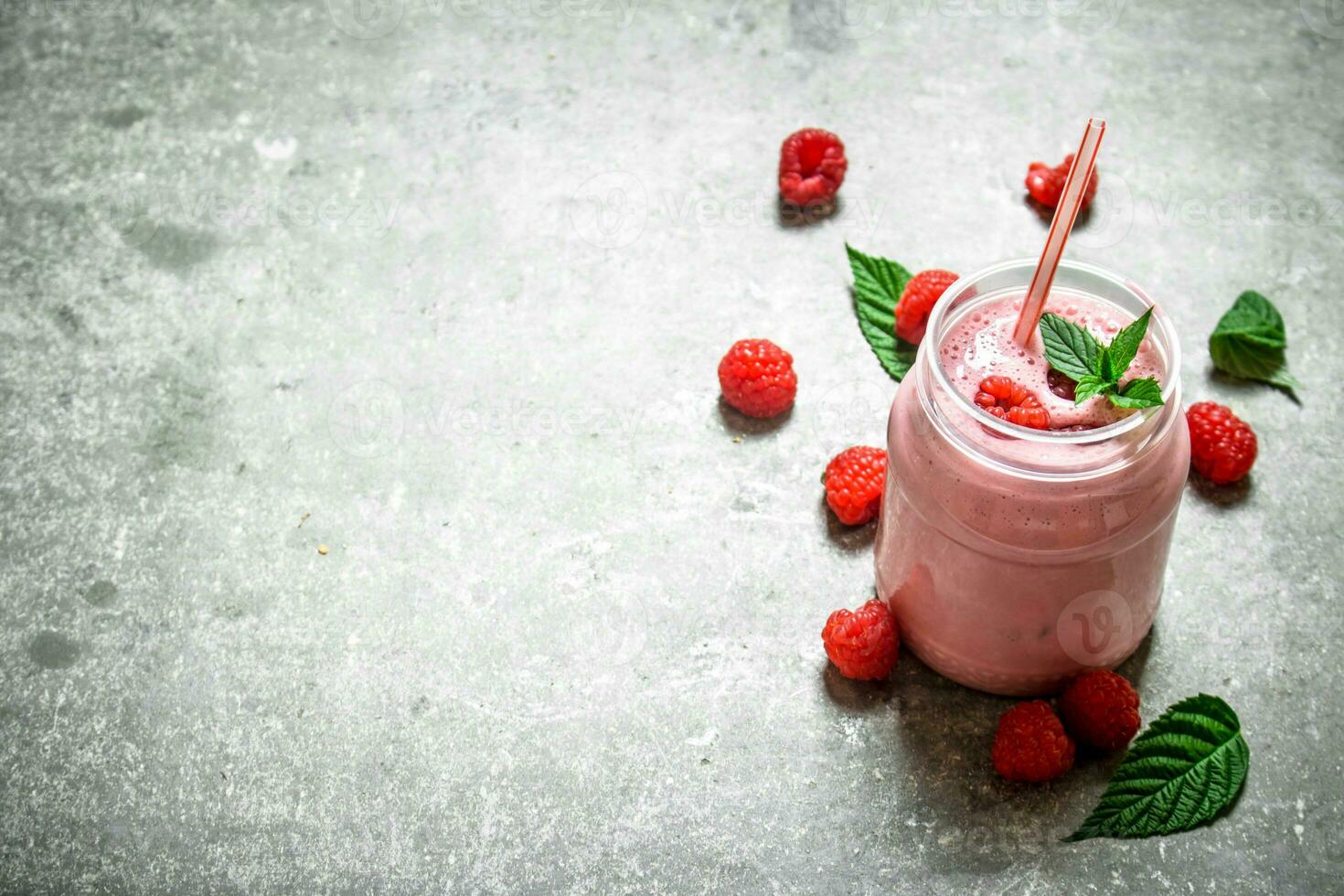 Raspberry smoothie with mint. photo