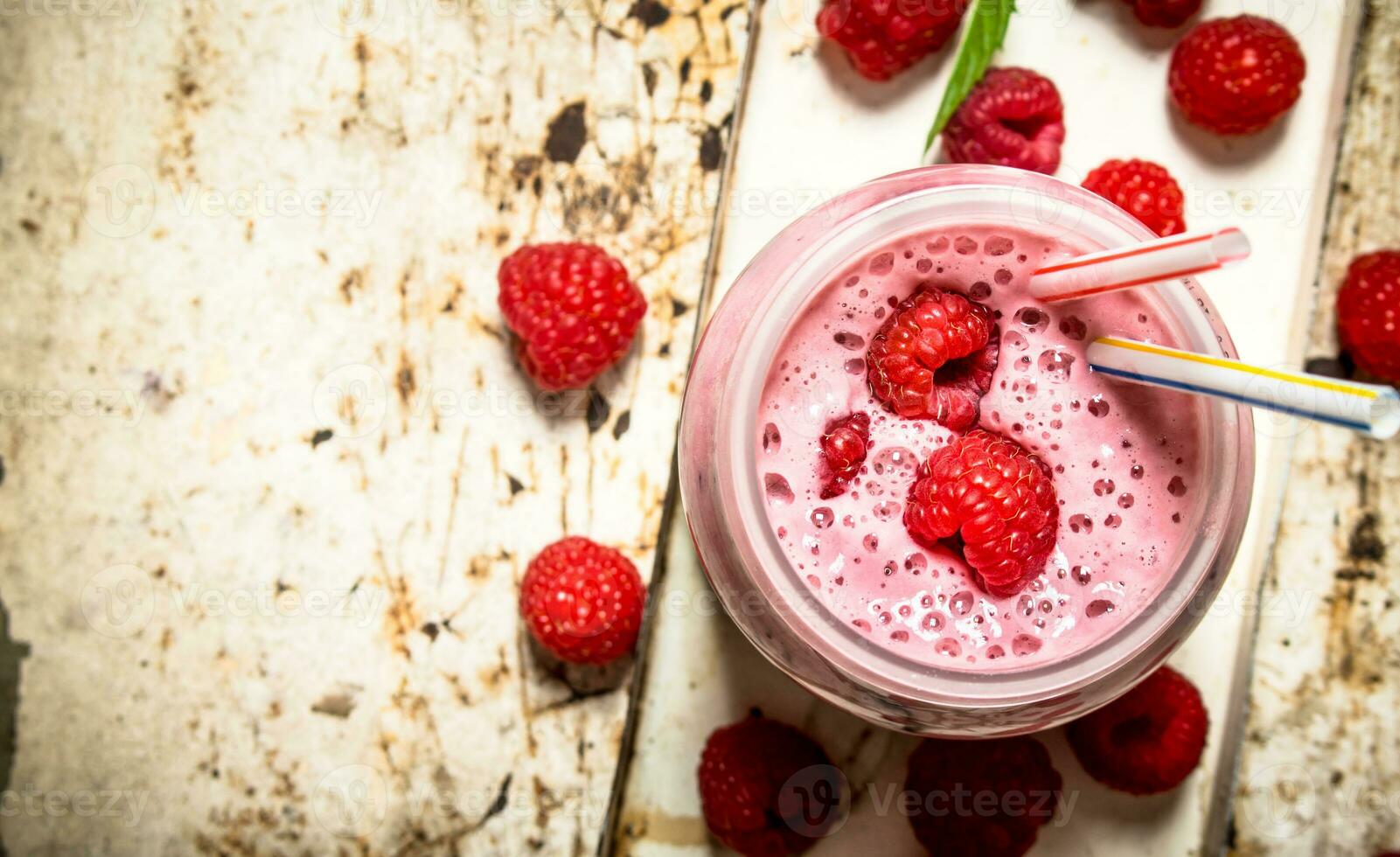 Berry smoothie made from wild raspberries. photo