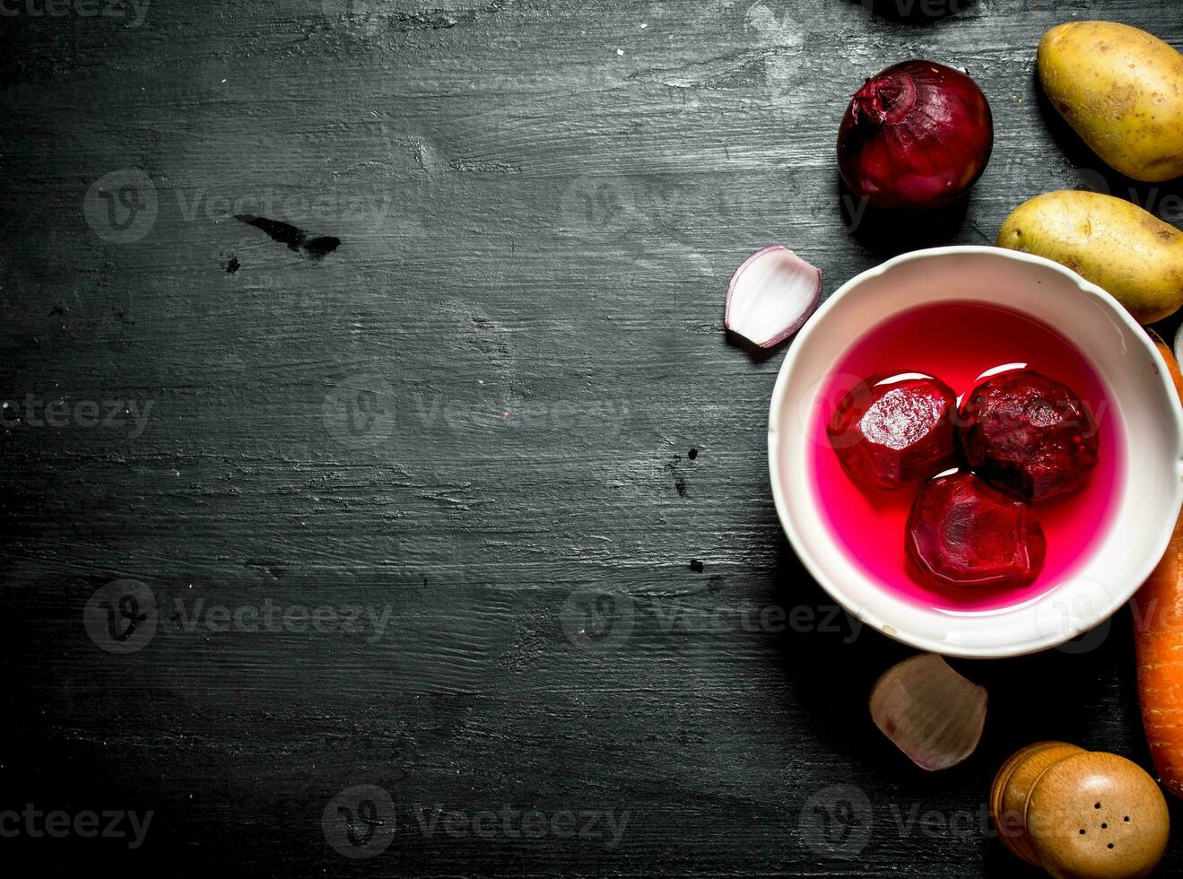 Preparation of soup from fresh vegetables. photo