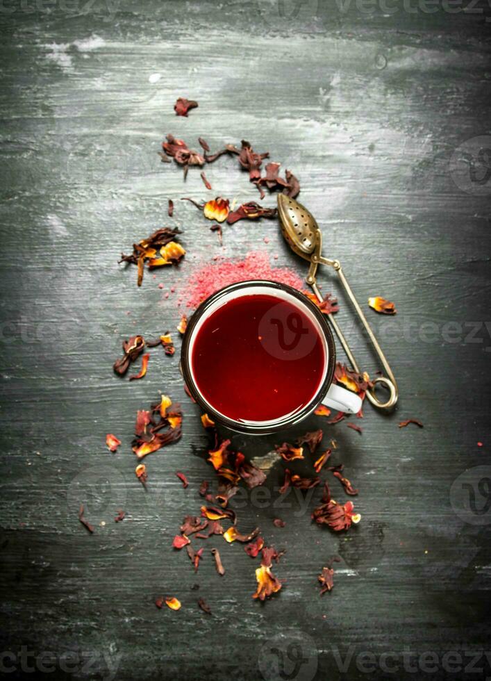 Red tea with pomegranate. photo