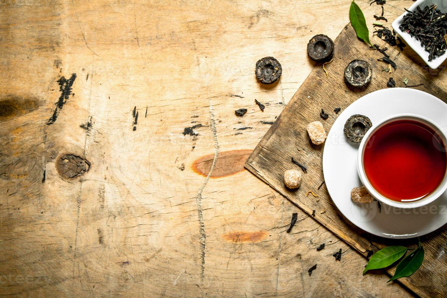 Strong flavored tea with cane sugar. photo
