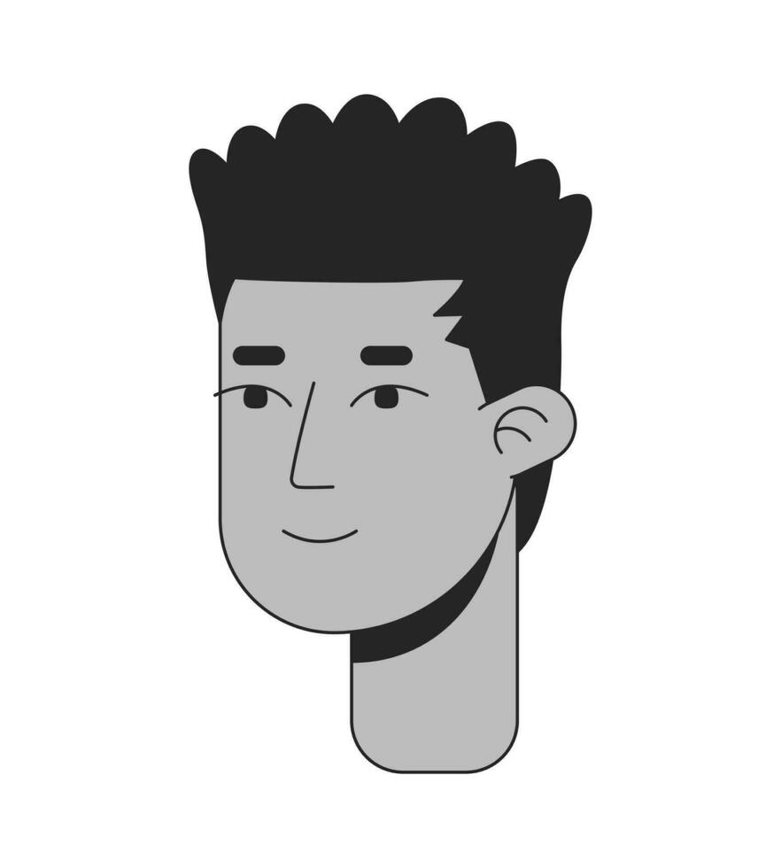 Black young man short dreadlocks undercut black and white 2D line cartoon character head. Locks hairstyle african american boy isolated vector outline person face. Monochromatic flat spot illustration