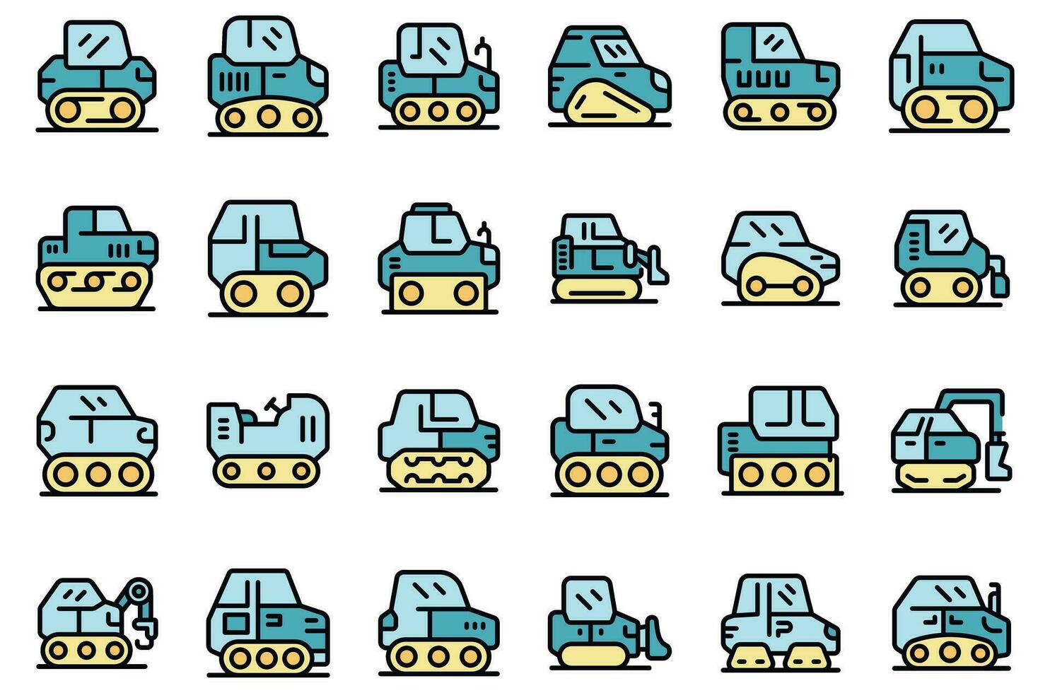 Crawler icons set vector color
