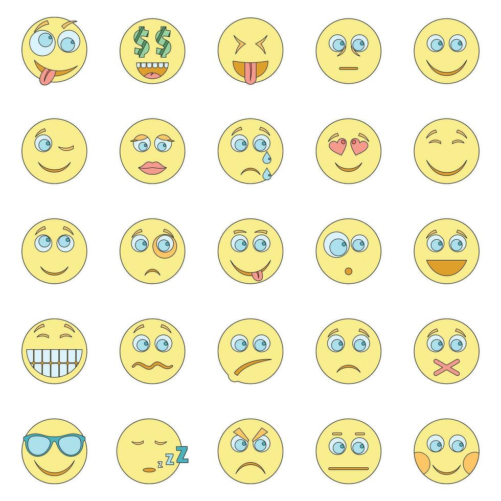 Smile icon set vector color