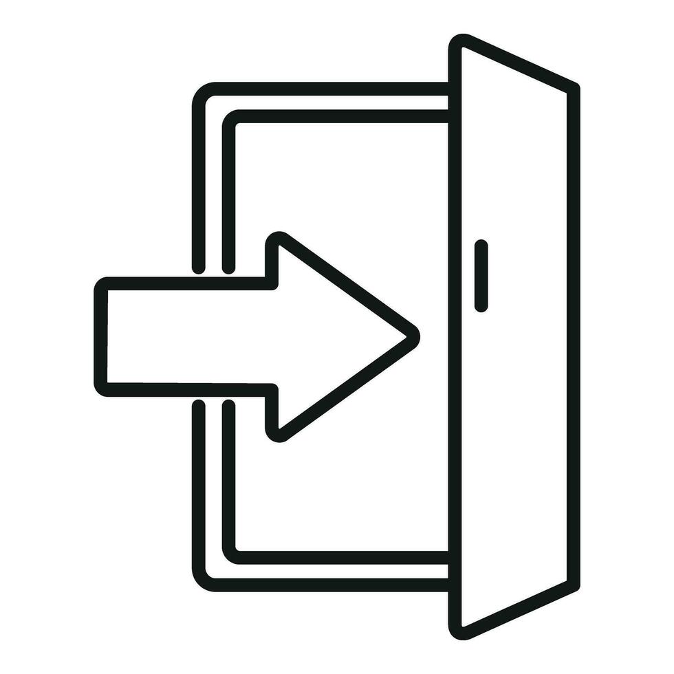 Door exit icon outline vector. People stairs vector