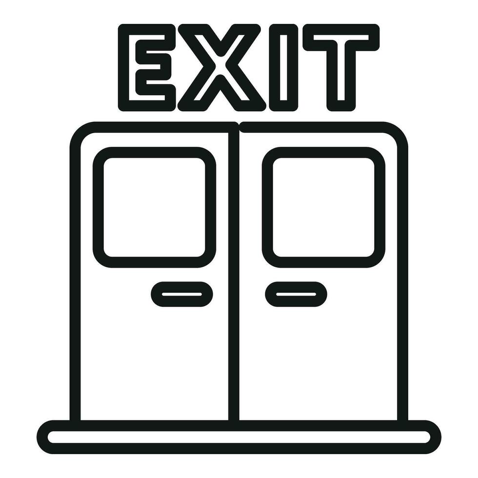 Exit doors icon outline vector. Alarm evacuate vector