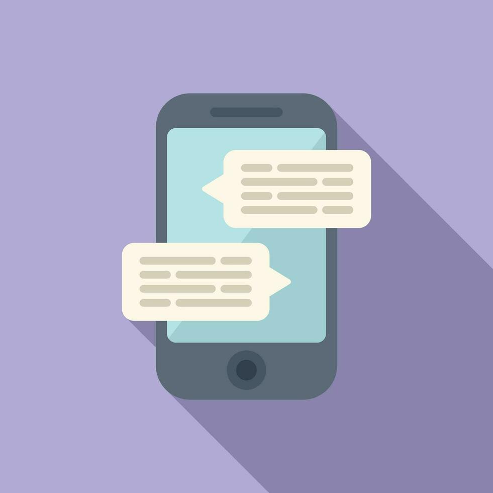 Chat phone icon flat vector. Bubble speech vector