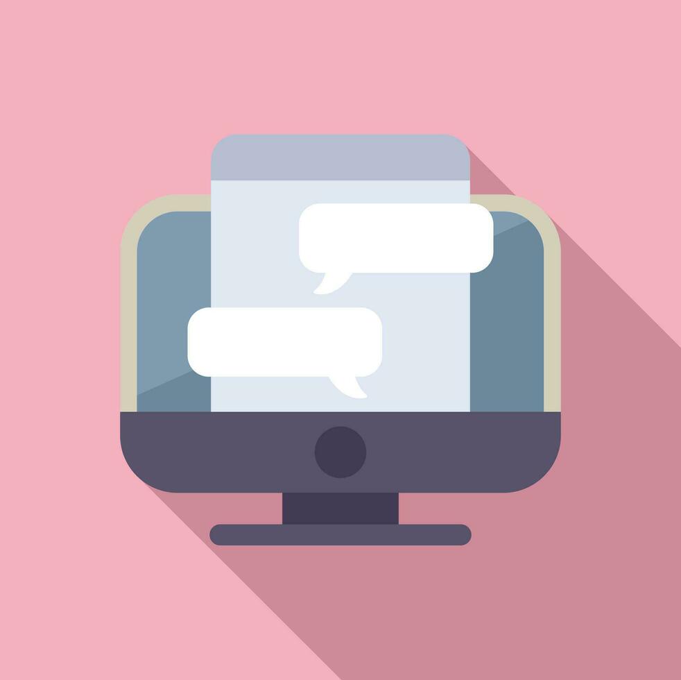 Computer chat icon flat vector. Web internet vector