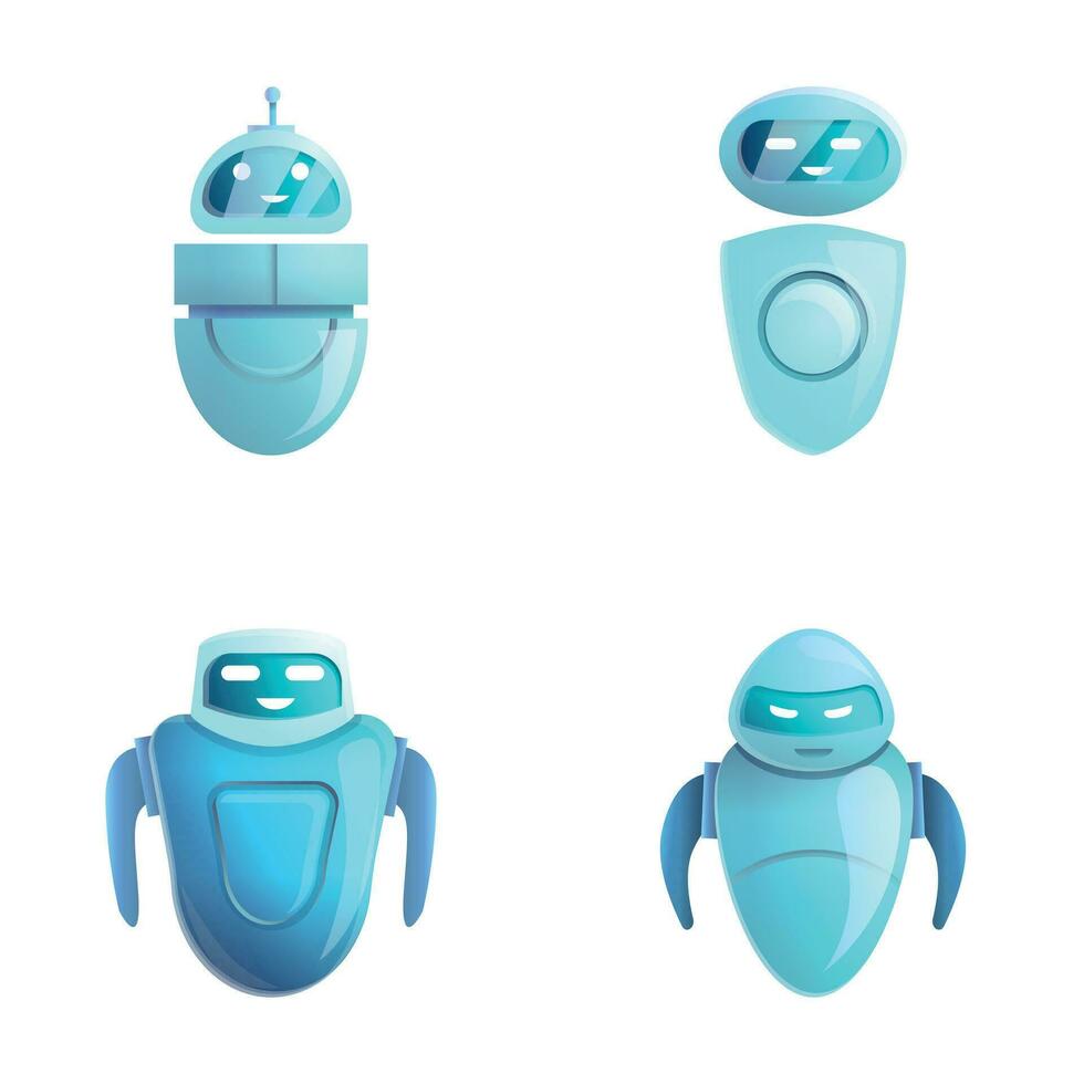 Robot icons set cartoon vector. Modern electronic robot vector