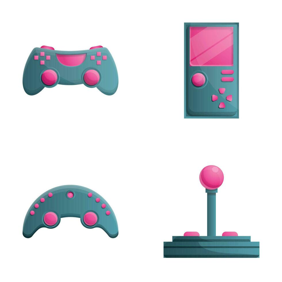 Gaming icons set cartoon vector. Game console and accessory vector