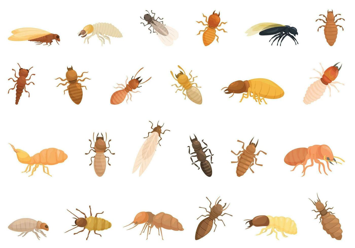 Termite icons set cartoon vector. Nature insect vector