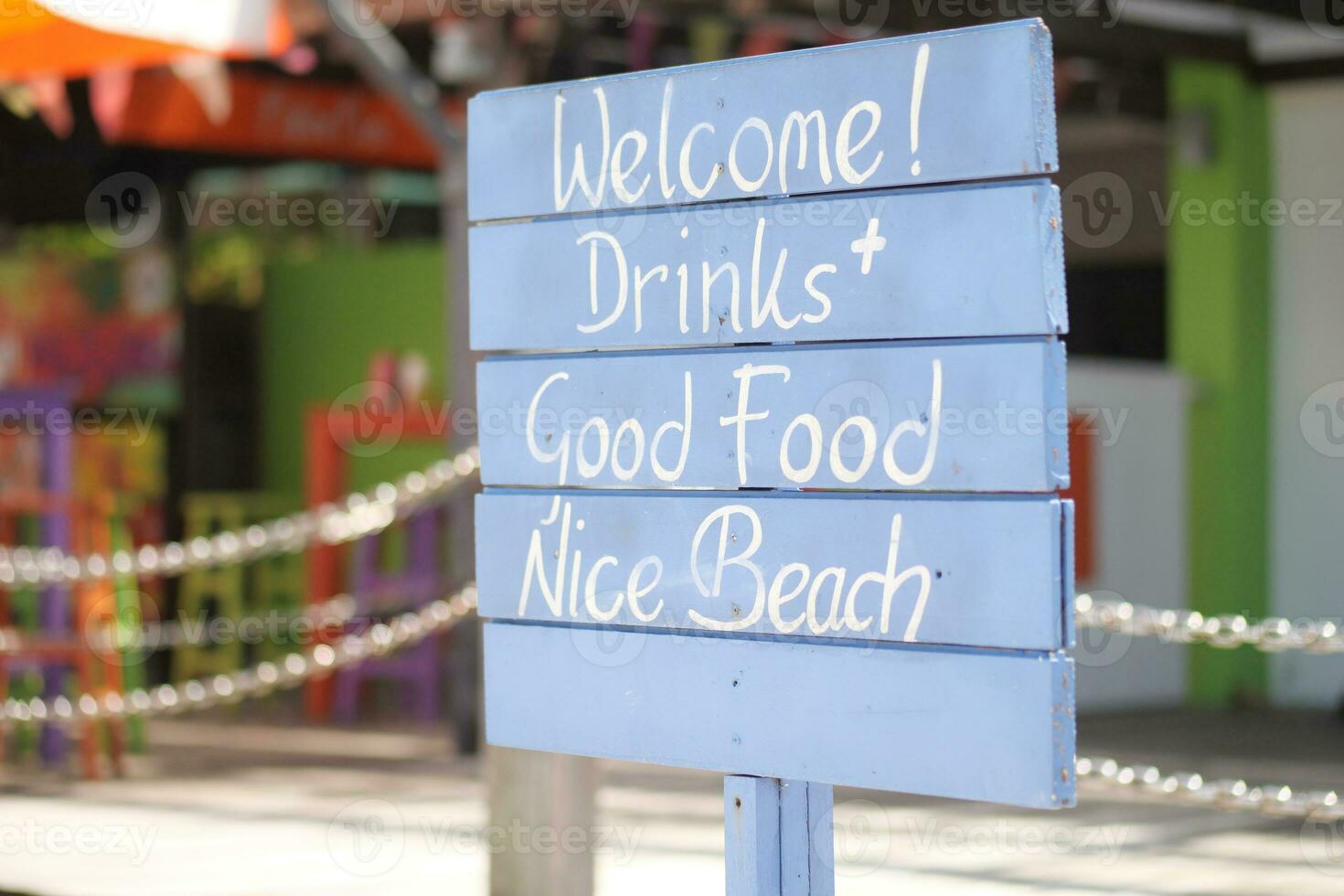 Welcome drinks, good food and nice beach sign photo