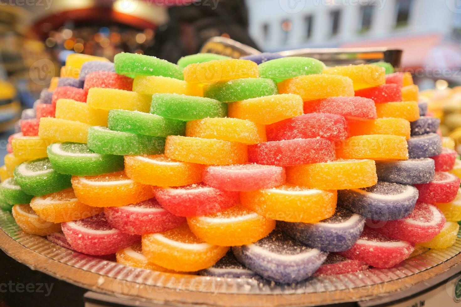 stack of colorful candy sweet jelly photo