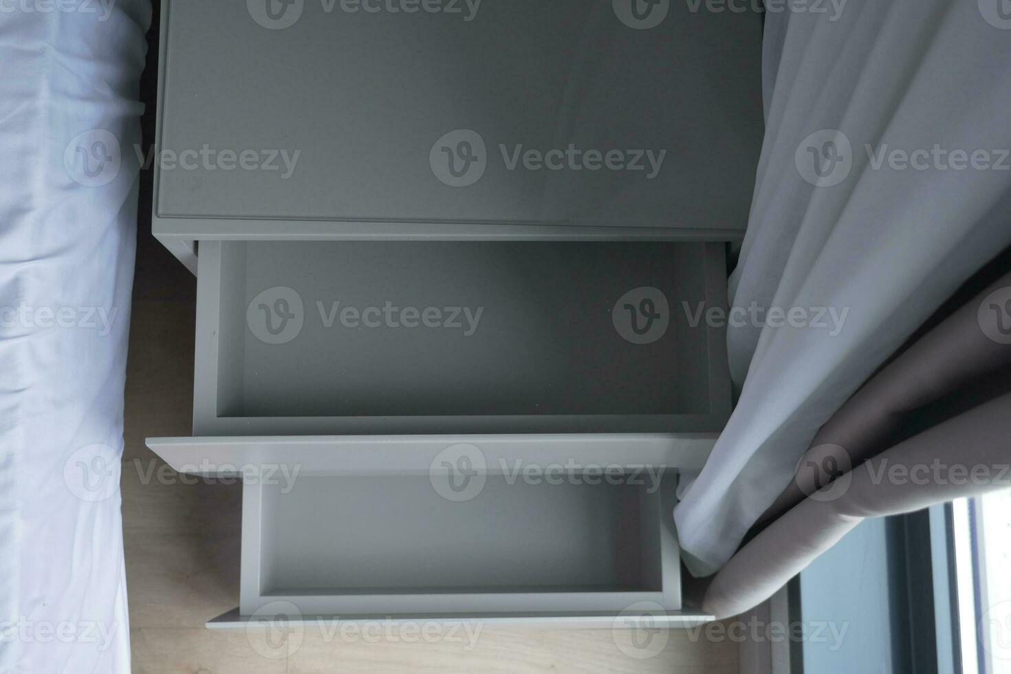 top view of a opened empty drawer photo