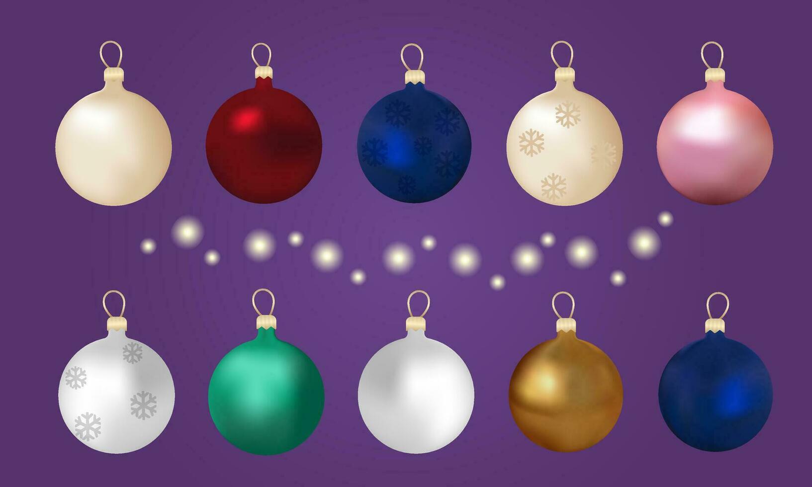 Collection of New Year's tree decorations with garland vector