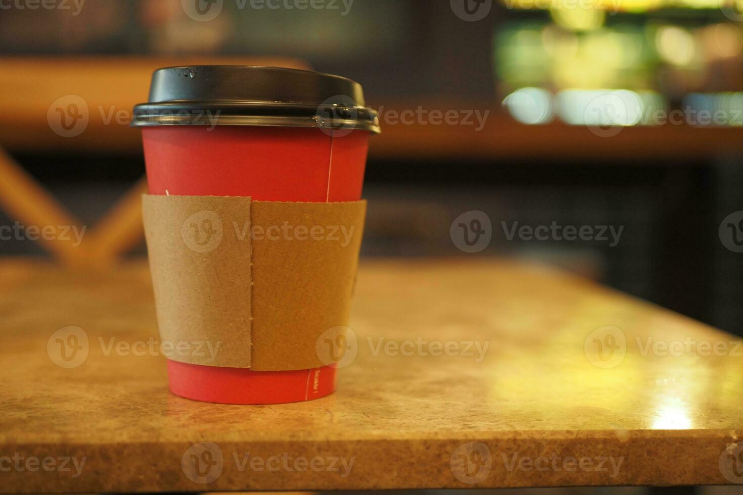 Blank take away kraft coffee cup on table , photo