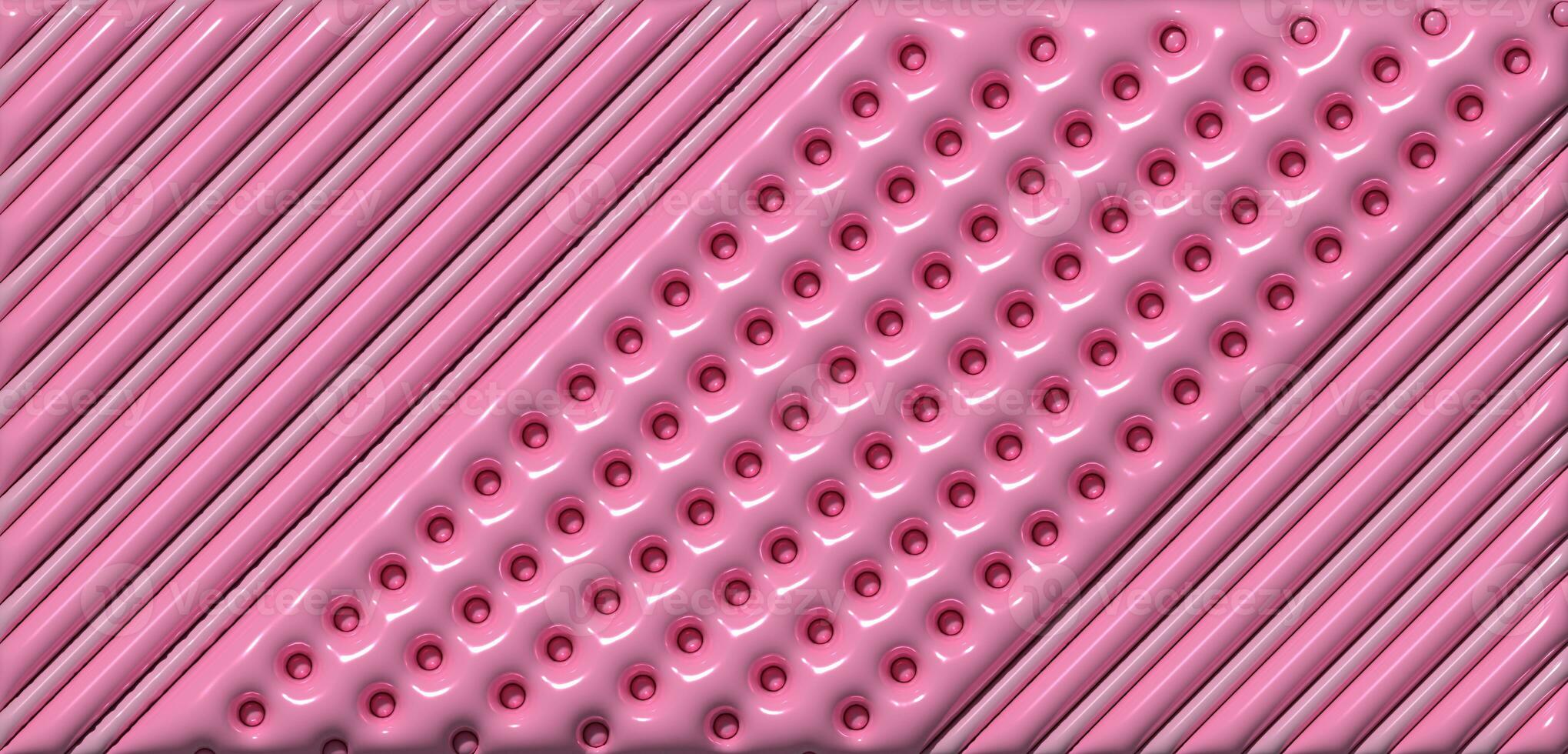 Pink inflated lines with a shiny surface, 3D rendering illustration photo