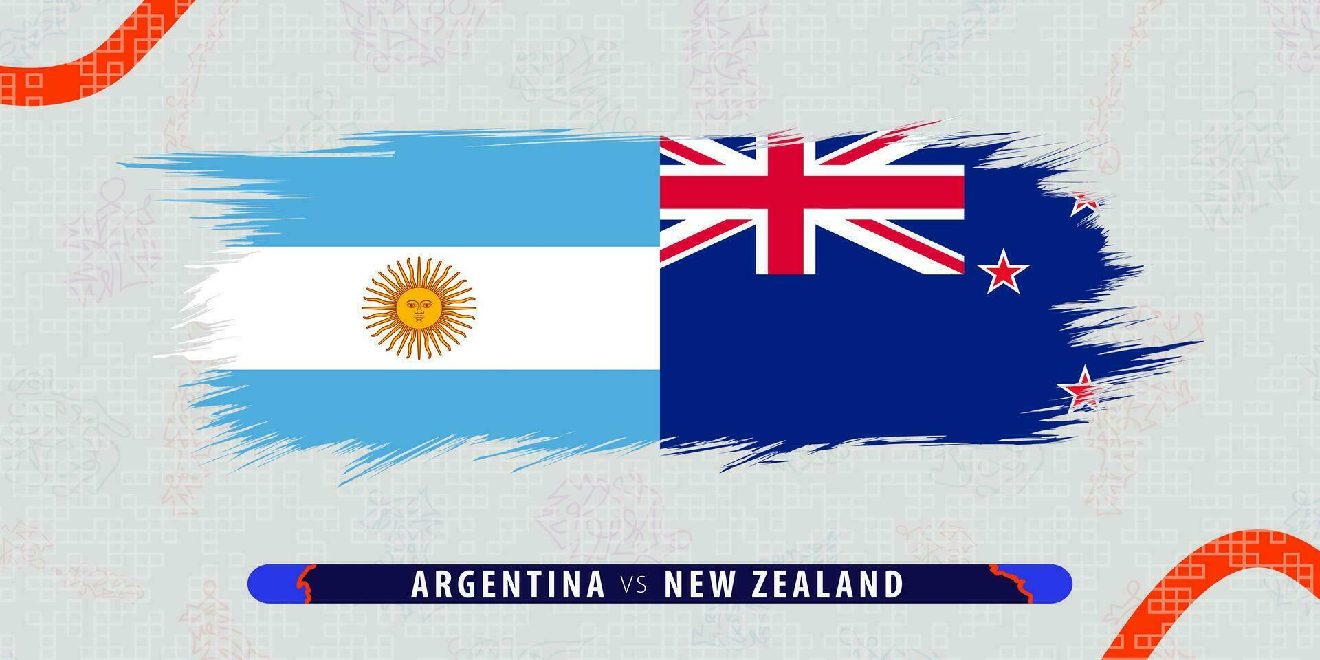 argentina vs nuevo zelanda, internacional rugby semi final partido ilustración en pincelada estilo. resumen sucio icono para rugby fósforo. vector