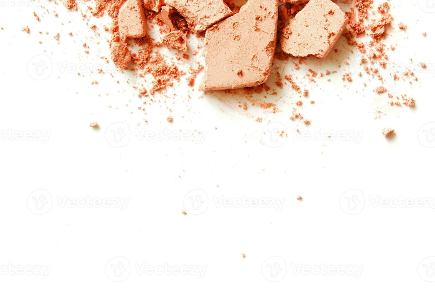 Coral eyeshadow and blush isolated on white background . - Image photo