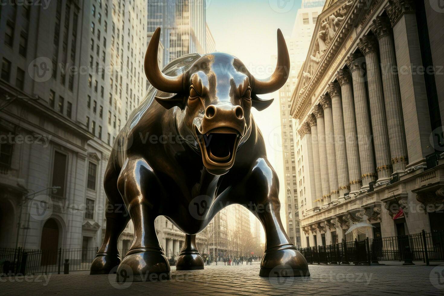 Assertive Bull business suit money. Generate Ai photo