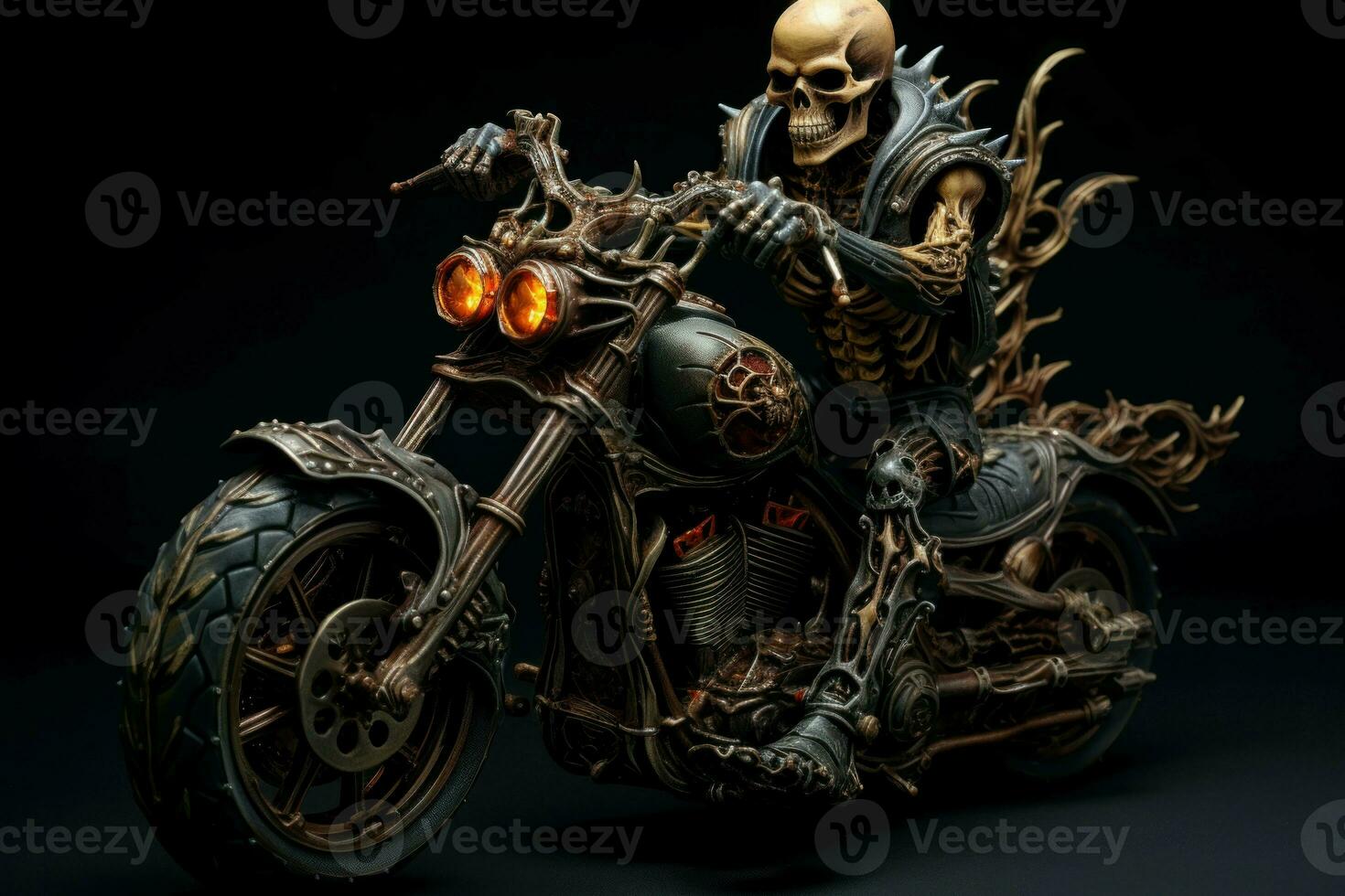 Malevolent Biker demon skeleton. Generate Ai photo