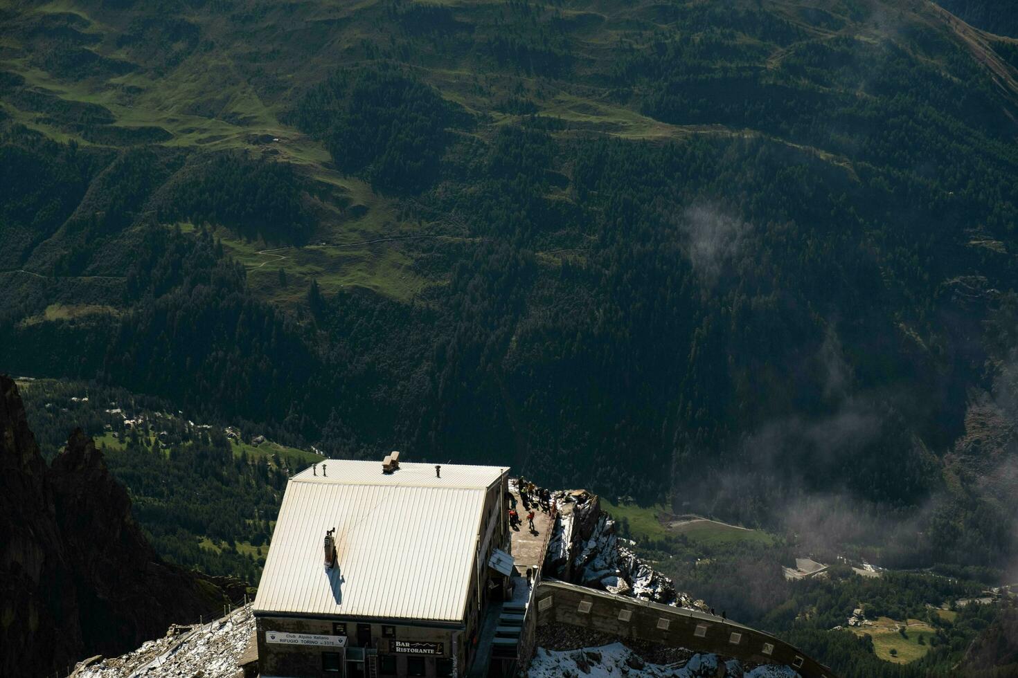 the turin refuge on mont blanc at hell bronner tip in the snow in july 2023 photo