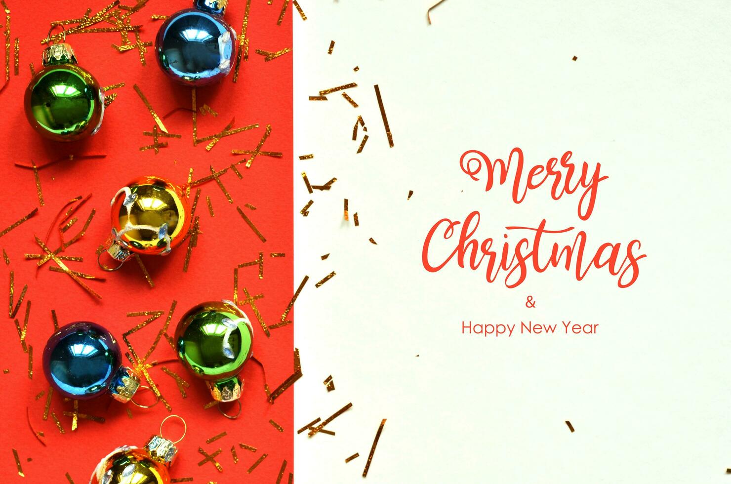 Christmas background. Christmas composition. Flat lay, top view, copy space. photo