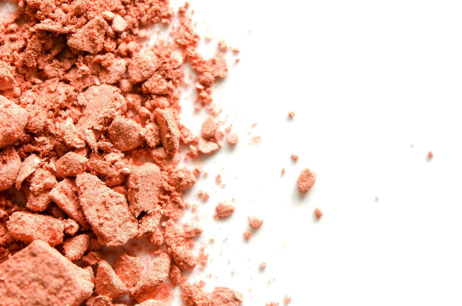 Coral eyeshadow and blush isolated on white background . - Image photo