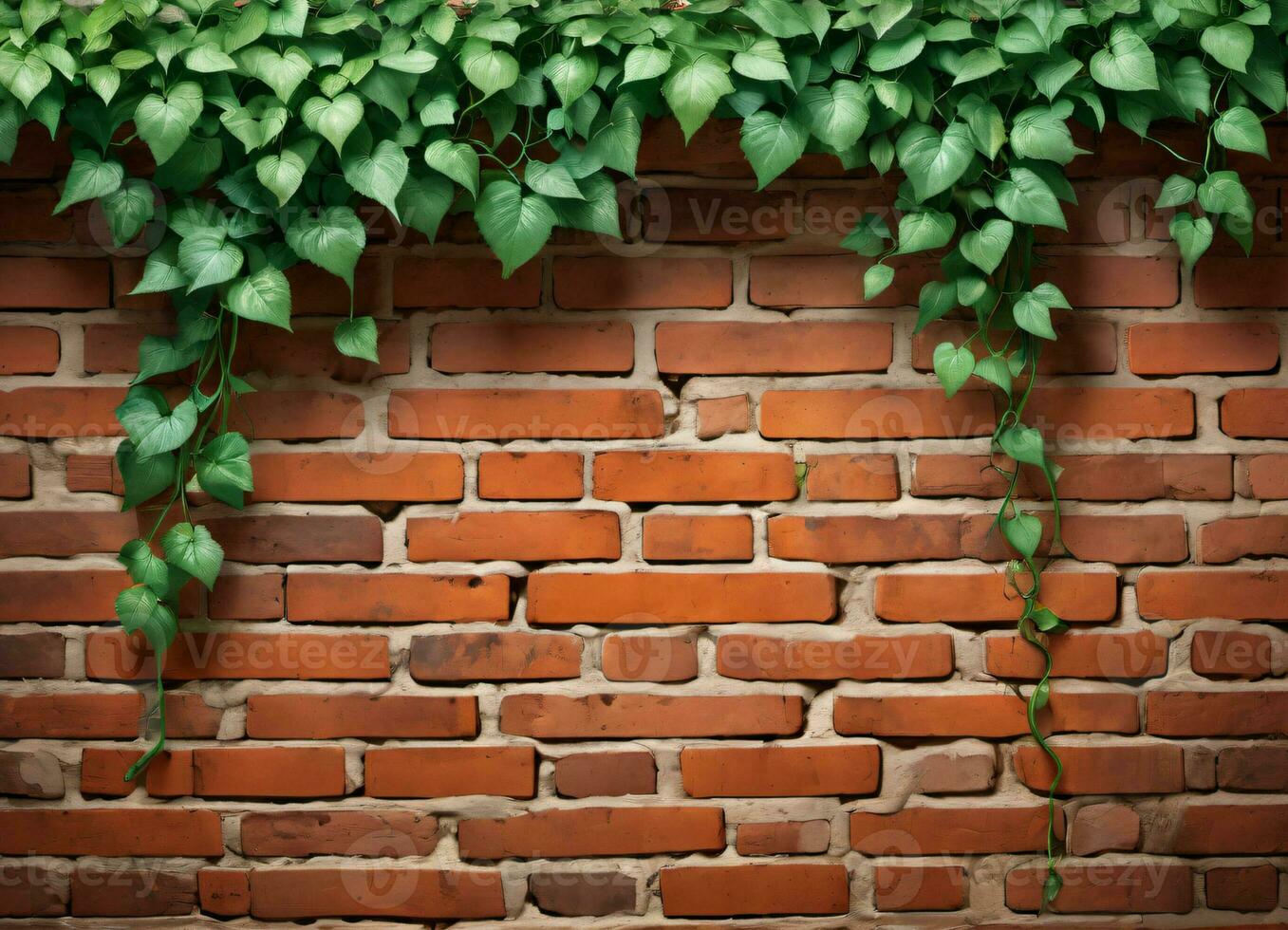 Brick Wall and Vine Texture Background AI Generative photo