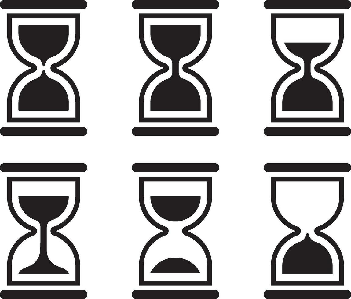 Set hourglass vector flat design. Sand glass icons. Time concept.