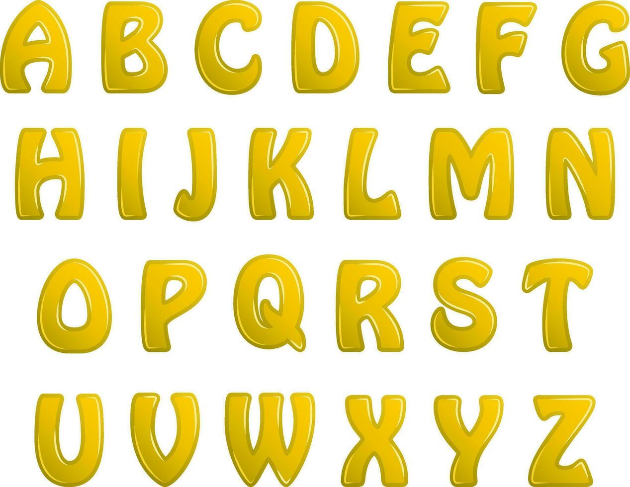 yellow shiny letters holiday fonts vector