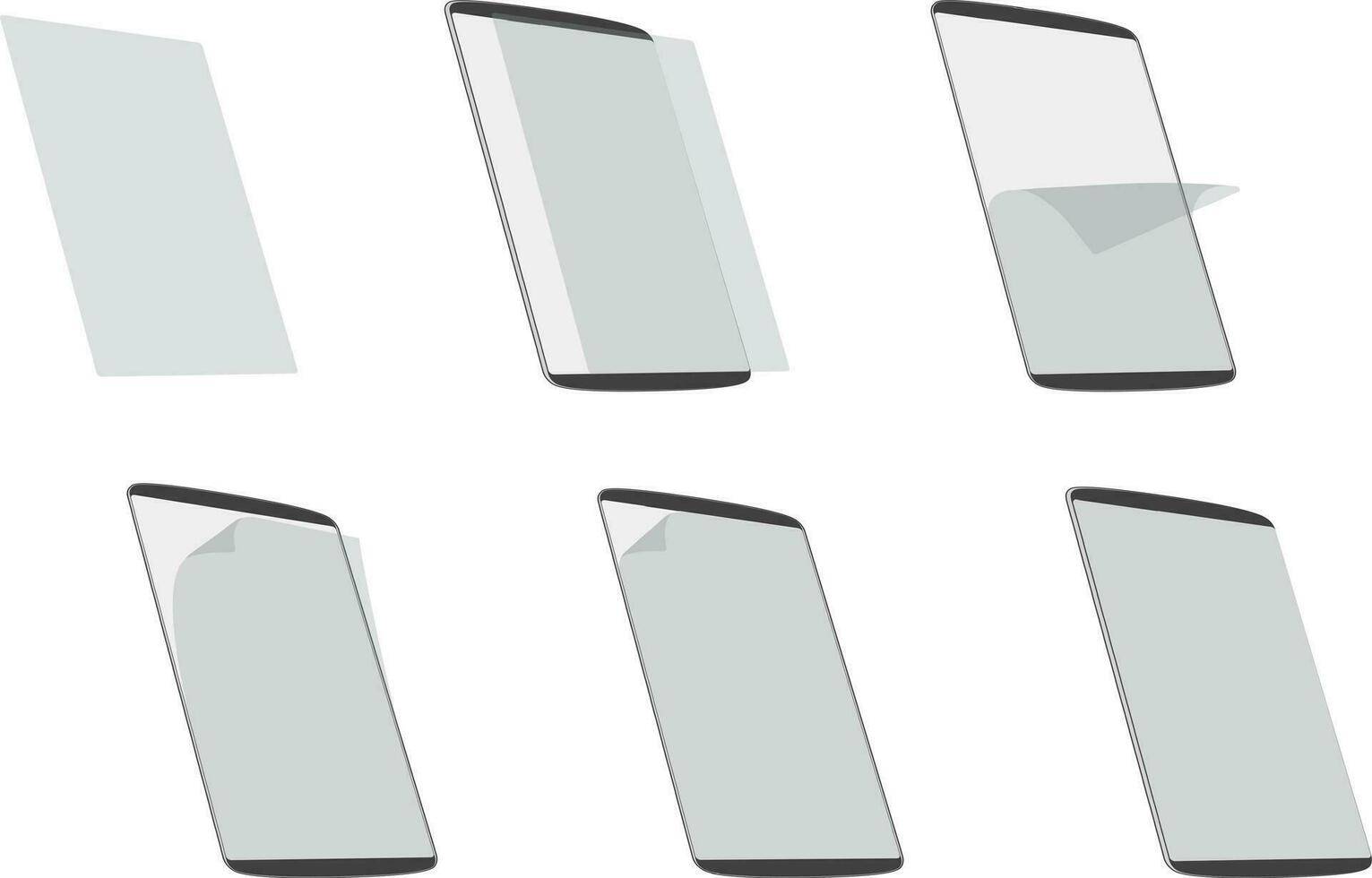 set apply screen protector tablet computer vector