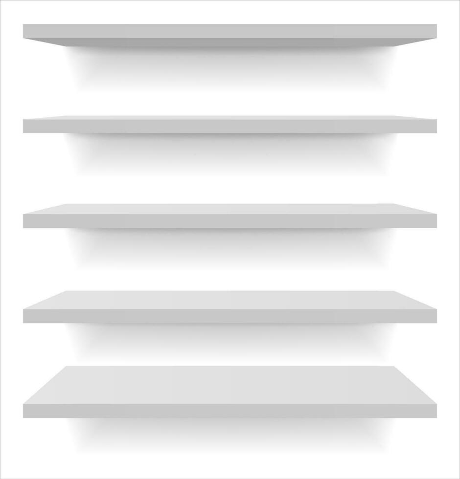 Set of white different furniture shelves. Vector illustration 32039209 Vector Art at Vecteezy