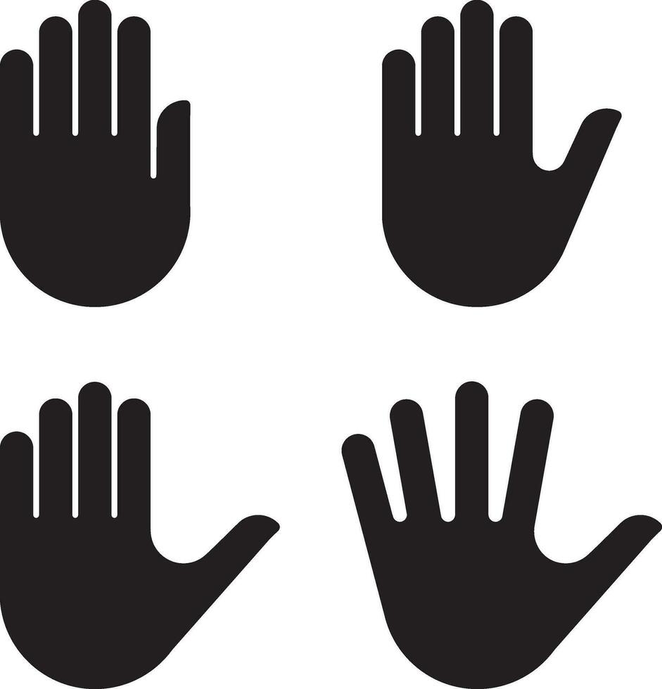 Human hand black silhouette icon set collection vector