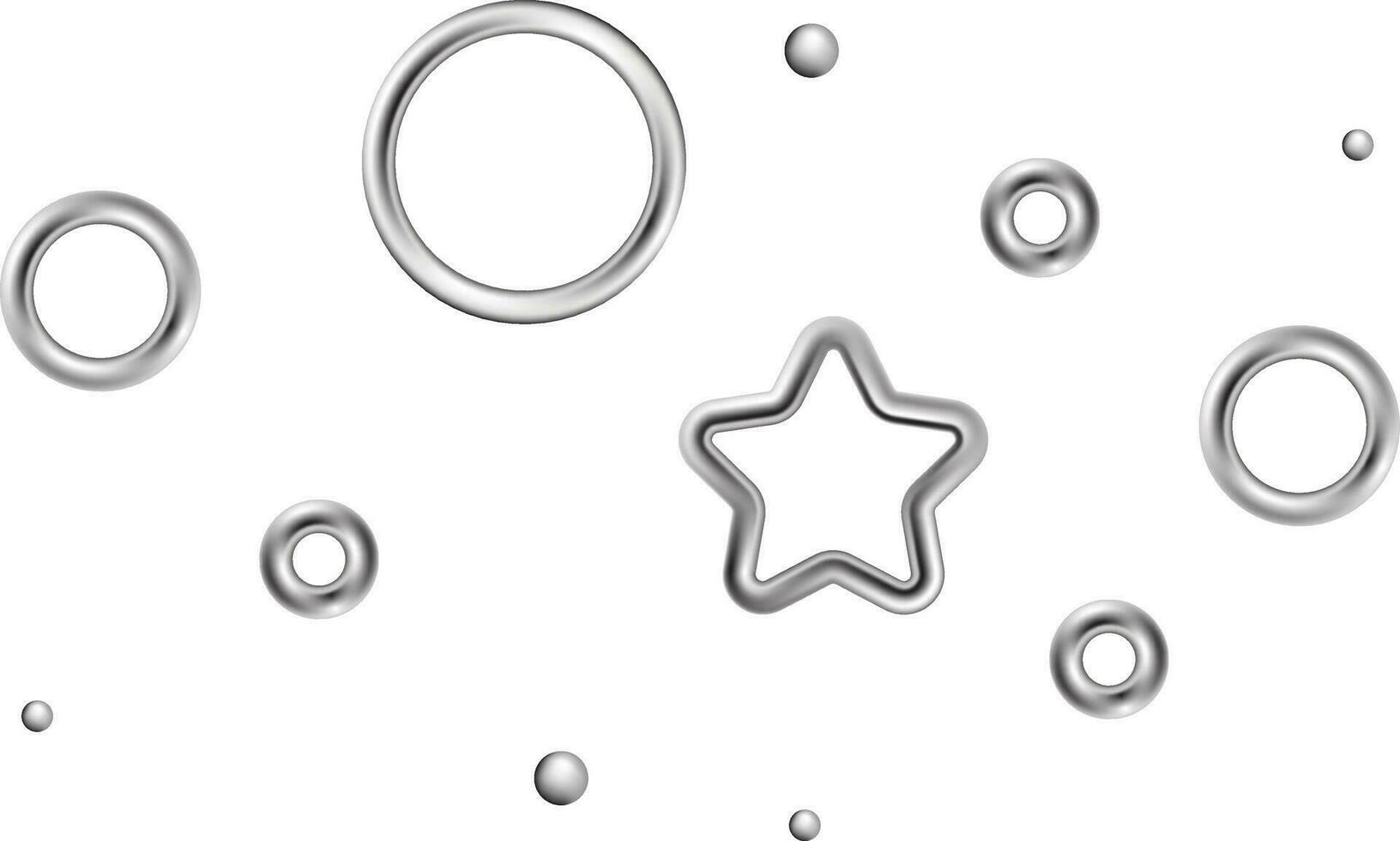 Chrome decorations metallic star circles design elements vector