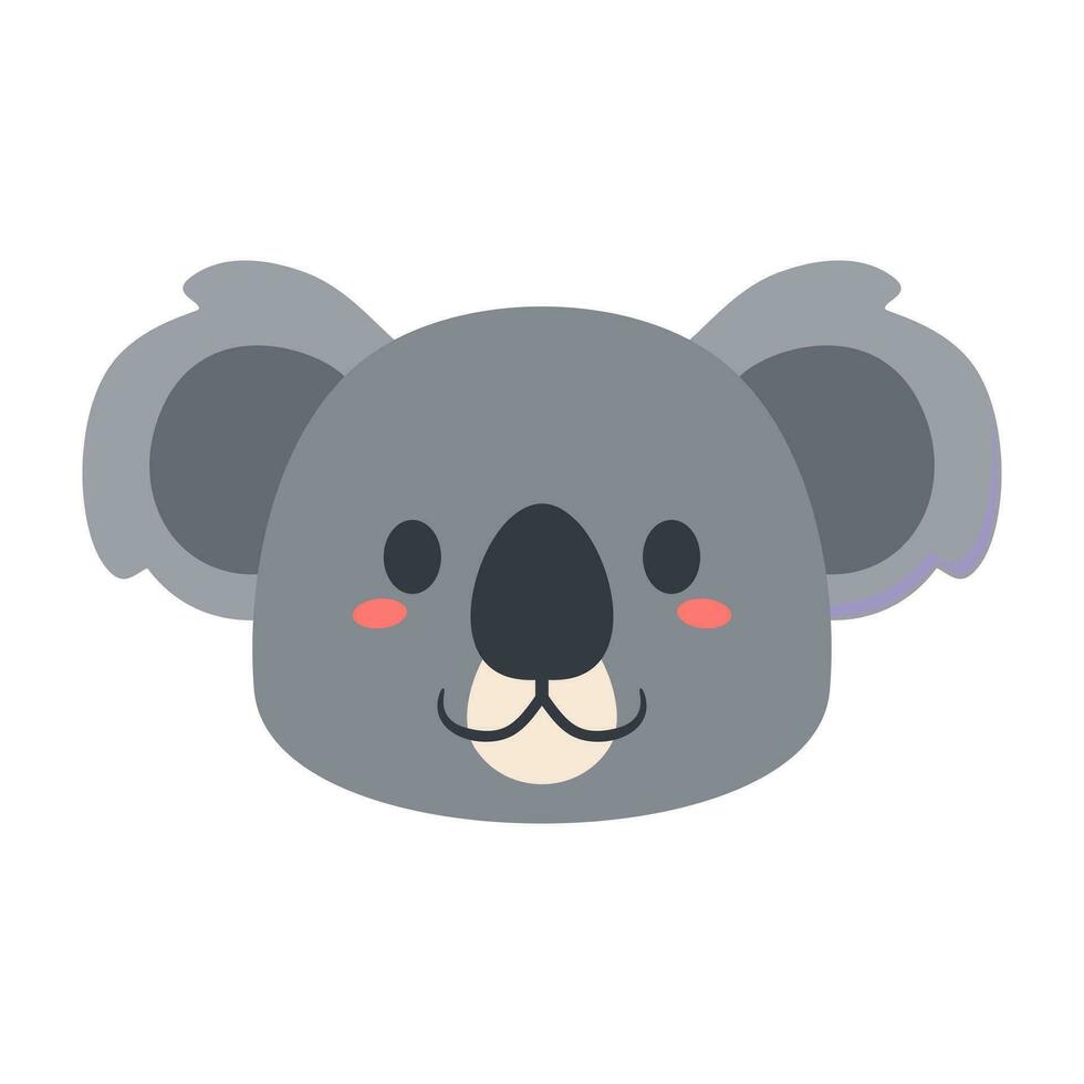 linda coala animal de cara diseño vector ilustración en un plano estilo