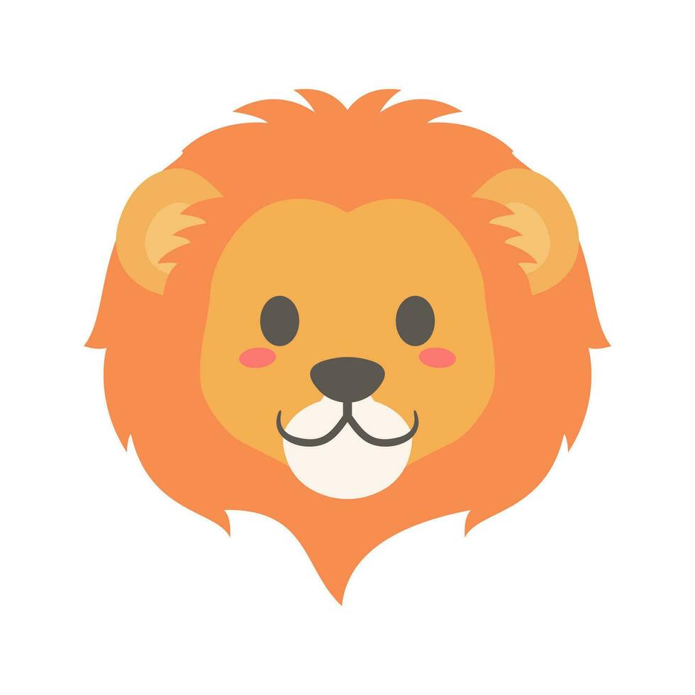 Cute lion animal of face design vector illustration in a flat style