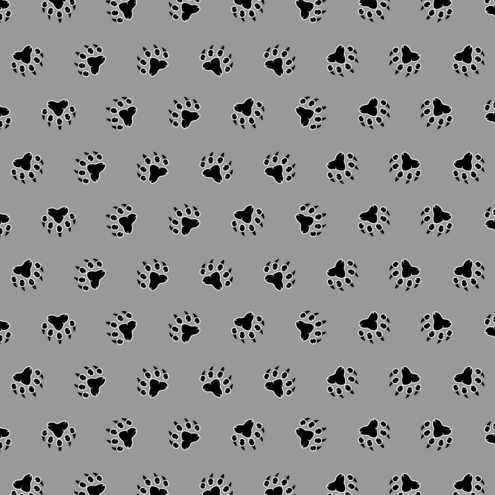 Vector seamless pattern with paw print on gray background. animal print vector illustration