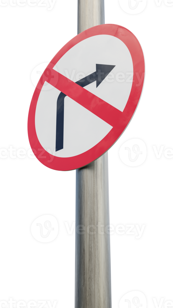 No right turn sign. 3d render png