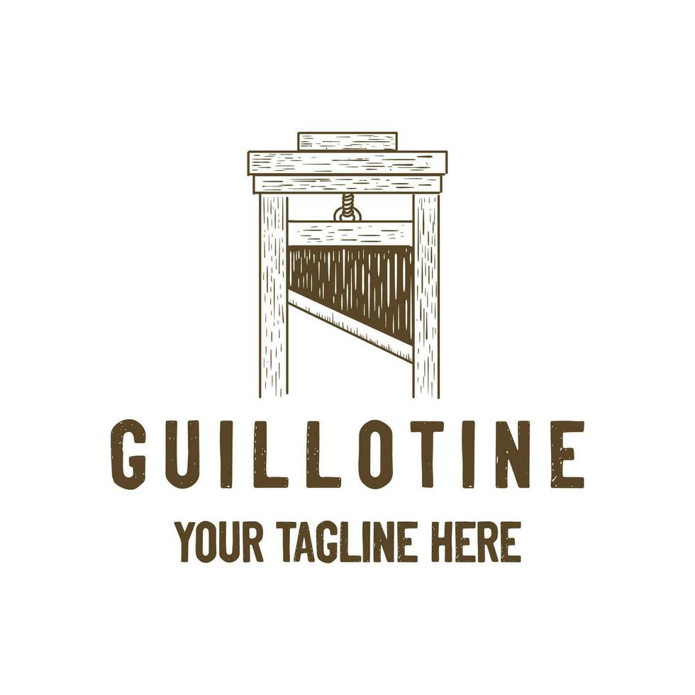 Vintage Retro French Wooden Guillotine Illustration vector