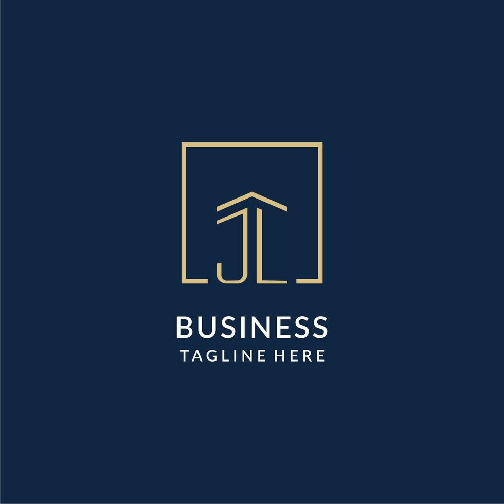 Initial JL square lines logo, modern and luxury real estate logo design vector