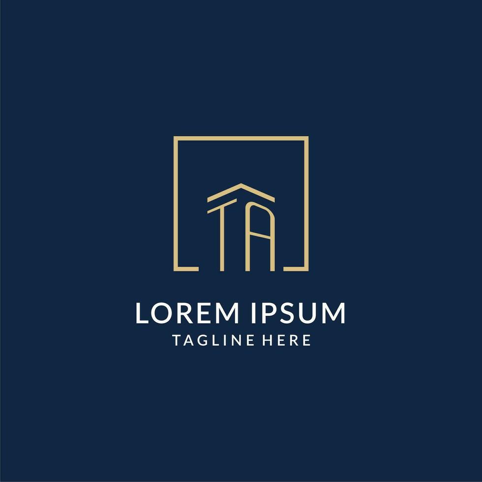 Initial TA square lines logo, modern and luxury real estate logo design vector