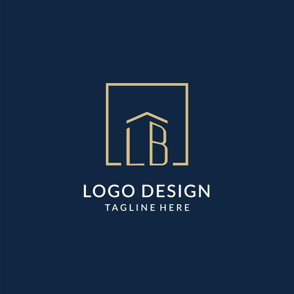 Initial LB square lines logo, modern and luxury real estate logo design vector