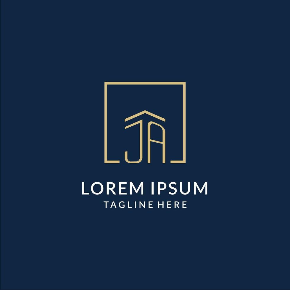 Initial JA square lines logo, modern and luxury real estate logo design vector