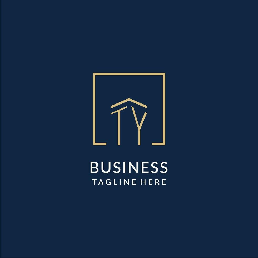 Initial TY square lines logo, modern and luxury real estate logo design vector