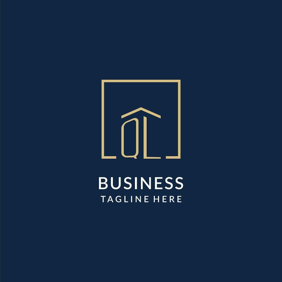 Initial QL square lines logo, modern and luxury real estate logo design vector