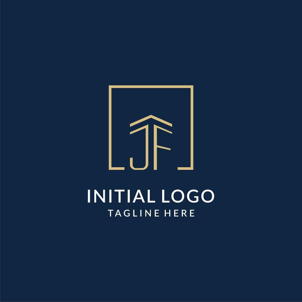 Initial JF square lines logo, modern and luxury real estate logo design vector