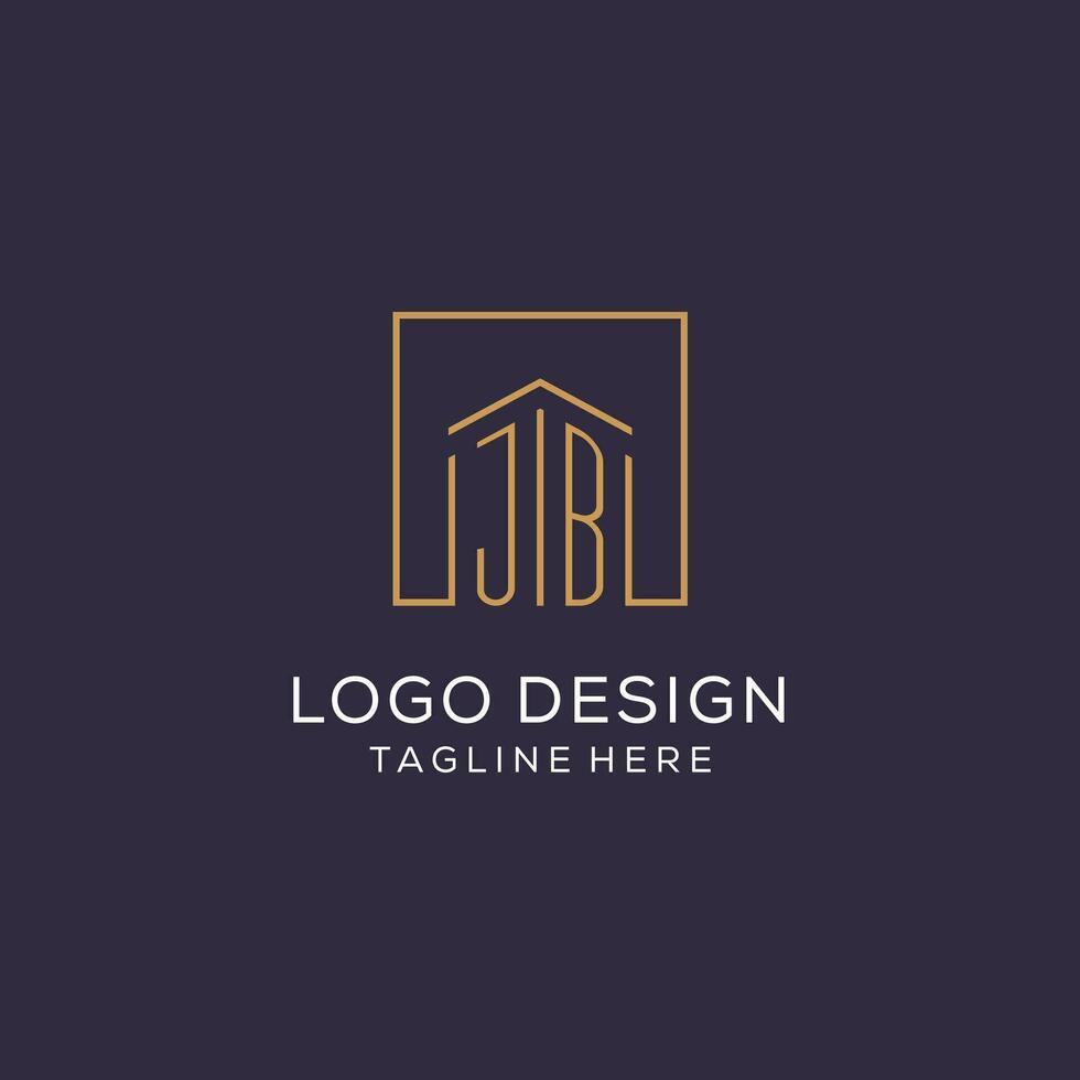 Initial JB logo with square lines, luxury and elegant real estate logo design vector
