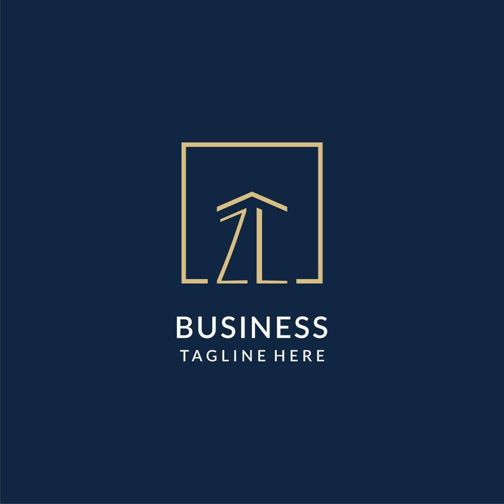 Initial ZL square lines logo, modern and luxury real estate logo design vector