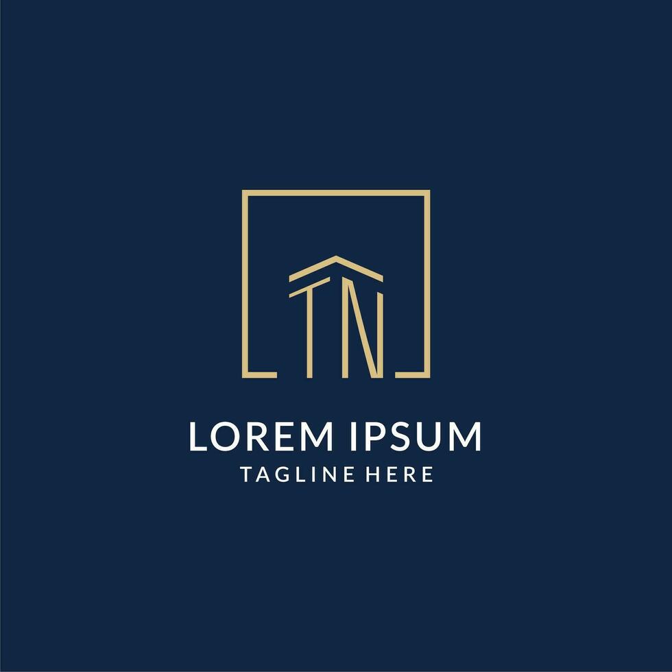 Initial TN square lines logo, modern and luxury real estate logo design vector